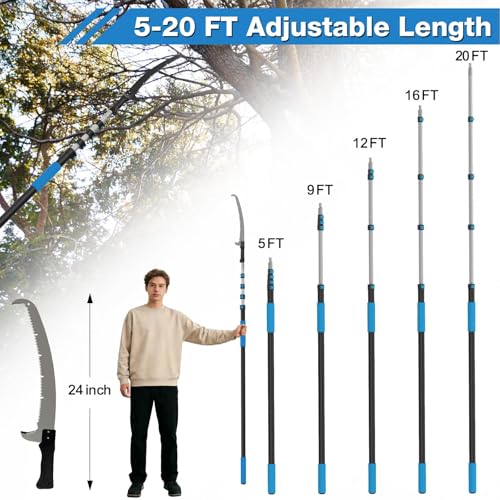 Manual Pole Saw, 26FT Telescoping Extension