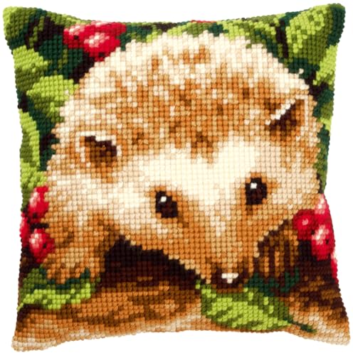 Coussin point de croix Vervaco pour décorer un salon style nature et cosy