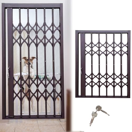 Inferriate per Finestre Cancelletto di Sicurezza per Finestre da Interno con Serratura e Chiavi, Rete di Protezione Pieghevole per Finestre per Cani / Gatti, Recinzione Antifurto per Finestre(20x44inc