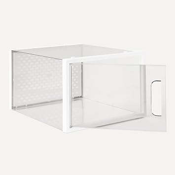 Amazon Basics Stackable and Foldable Clear Shoe Storage Organizer Box, Large, Pack of 12