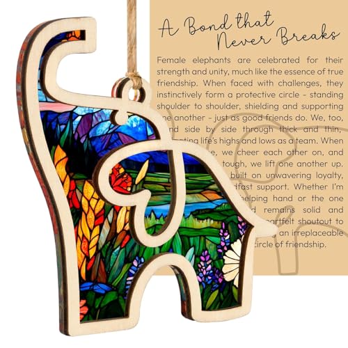 Lakatay - Friendship Elephant Easter Ornament with Story Card, Sisterhood Gifts for Women Tribe, Easter Basket Stuffers for Best Friends and Sisters, Special Bond Decor, Friendship Gifts for Women, Suncatcher - -14%