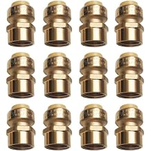 HQMPC 3/4" Pext Fitting 12pcs Straight Coupling Push Fit PEX Fittings Female, Push-to-Connect Copper, CPVC, No Pb Brass Plumbing Fittings 12PCS, 3/4"
