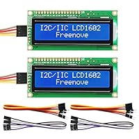 FREENOVE I2C IIC LCD 1602 Module (2 Pack), New Type TWI Serial 16x2 Display, Compatible with Arduino Raspberry Pi Pico ESP32 ESP8266