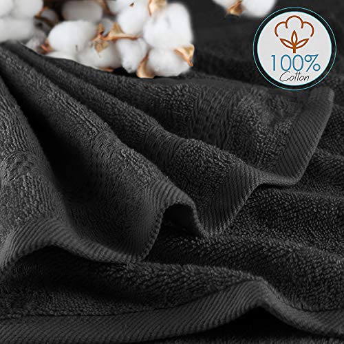 Image of Hearth & Harbor Washcloths 12 Pack - 100% Cotton Washcloth for Body and face, High Absorbent and Soft 13 inchx13 inch Body Wash Cloth, Quick Dry - Black Washcloths