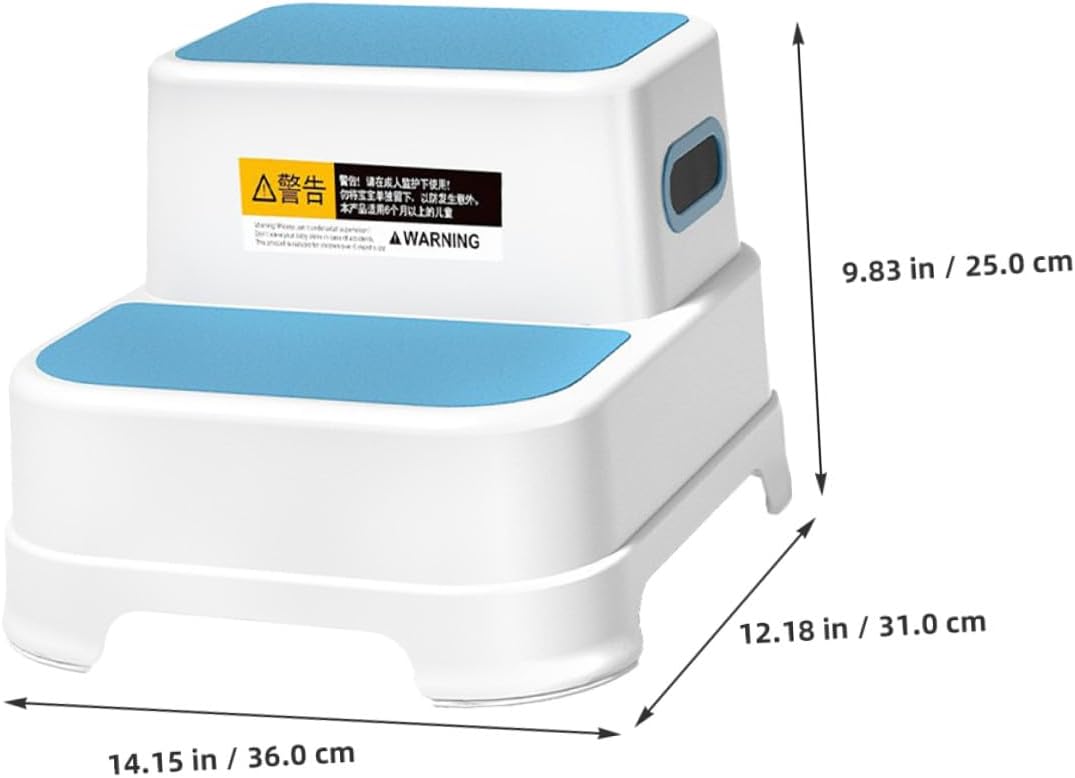 Non-Slip Bathroom and Toilet Footstool, Peacock Blue Small Step Chair for Washing Hands and Potty Training