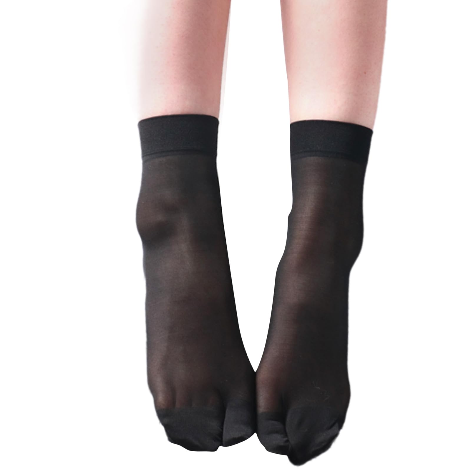 yanwuwa Super Thin Silk Split Toe Middle Calf Socks for Women Breathable Anti Snags Sheer Invisible Two Toe Ankle High Socks Split for Women