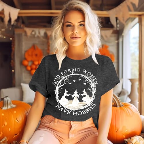 EGELEXY Witch Halloween Shirt Women Halloween Sisters Graphics Tees Short Sleeve Shirt3