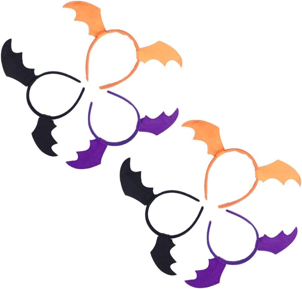 minkissy 6Pcs Headbands Multicolored Bat Wings Pattern Fabric Hair Bands Lovely Hair for Christmas Party Head Band Accessory