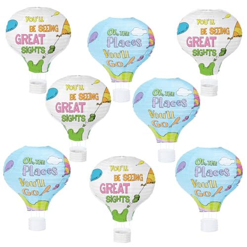 8 PCS Oh The Places You ll Go Hot Air Balloon Paper Lanterns 12 Inch Graduation Hot Air Balloon Hanging Lanterns for Kindergarten Preschool Graduation Baby Shower Party Decor