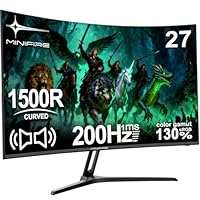 Minifire Gaming Monitor 27 Zoll Curved -200Hz, 1ms Reaktionszeit, VA Panel mit 130% sRGB, Lautsprecher integriert, 1920x1080 Full HD, Adaptive Sync, für PS5/PC Gaming, inklusive HDMI-Kabel (MFG27C1)