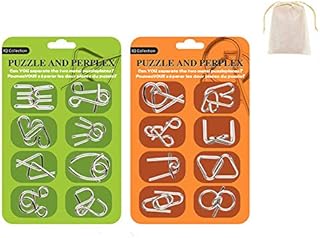 Surplex Mini Brain Teasers Metal Puzzle, IQ Toys IQ Test Mind Game Toys Magic Trick Educational Intelligence Puzzles Toy for Kids Students & Adults, Set of 16