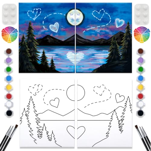 VALLSIP 2 Pack Paint and Sip Canvas Painting Kit Pre
