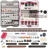 EZUVITA 618PCS Rotary Tool Accessory Kit, Fits Dremel Rotary Tools, Universal Fitment for Polishing, Sanding, Cutting, Drilling, Engraving, Grinding with Portable Tool Storage Case (Pink) Fathers Day