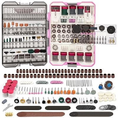 EZUVITA 618PCS Rotary Tool Accessory Kit, Fits Dremel Rotary Tools, Universal Fitment for Polishing, Sanding, Cutting, Drilling, Engraving, Grinding with Portable Tool Storage Case (Pink) Fathers Day
