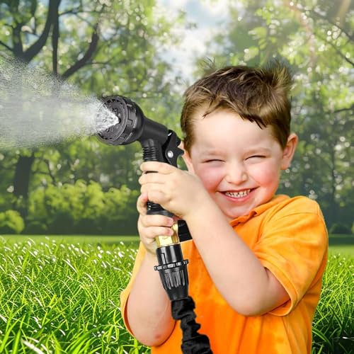 LINGKY Manguera Extensible 30 Metros, Manguera Jardin con Pistola Rociadora de 8 Funciones, Conectores de Latón de 3/4",1/2" Flexible y Sin Enredos Ideal para Jardinería y Hogar (15 Metros,Negro) - imagen 7