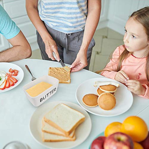 Porcelain Butter Dish With Bamboo Lid And Knife Airtight Silicone Sealing Butter Container Is Good For Kitchen, Baking And Gift #TOP4