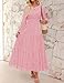 ZESICA Women's 2026 Fall Long Sleeve Maxi Dress V Neck Hollow Out Eyelet A Line Long Flowy Casual Party Dresses,Pink,Small