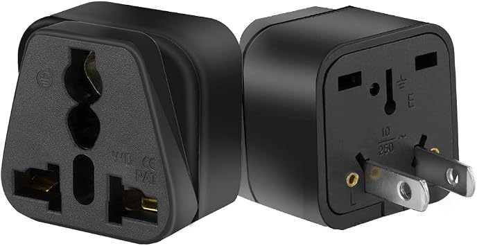 2 PCS 2 PIN USA NEMA 1-15P Plug to UK/US/EU/AUS Socket Travel Conversion Plugs,US Plug to Variety of National Socket,Europe to US Plug Adapter,AUS to USA Travel Adapters Black