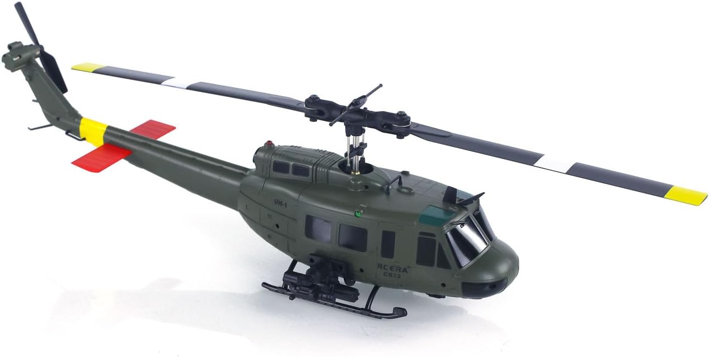1/48 High Simulation RC Helicopter Model C032 Uh-1 Remote Control Stunt Aircraft One Click 3D Flip Optical Flow Positioning Gift Hobby Grade Model for Ages 14+