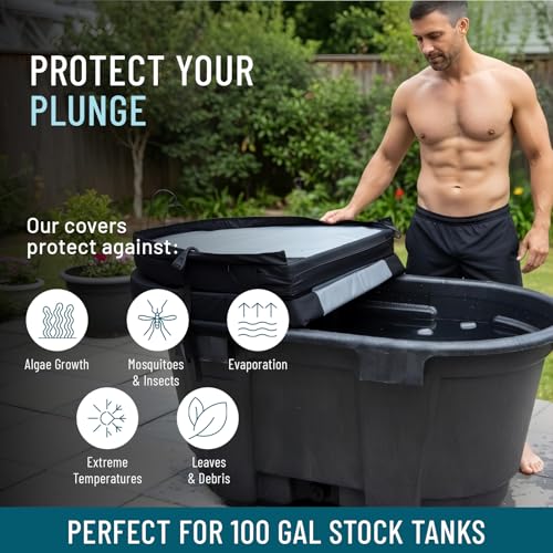 Polar Protector -100 Gallon Oval Stock Tank HARD Insulated Hot Tub Cover Ice Water Therapy Ice Bath Cold Water 100 Gallon Waterproof Rip Proof Tough Keeps Clean Hook Attachment by Polar Protector - Image 4