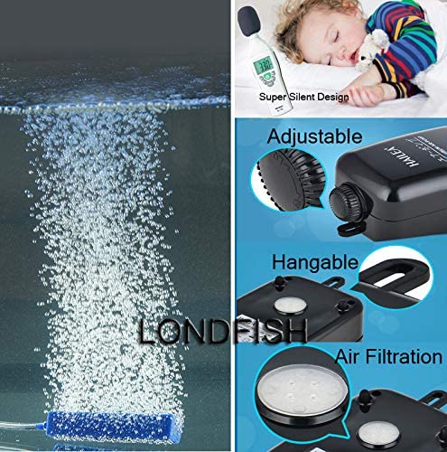 Luchtpomp aquarium, zuurstofpomp, oplaadbaar met 2200 mAh of Luchtpomp aquarium, zuurstofpomp, oplaadbaar met 2200 mAh of