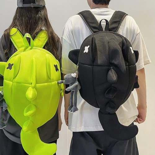 17-inch men's Halloween funny shark backpack, business travel shark mouth laptop backpack (black,17.3in)4