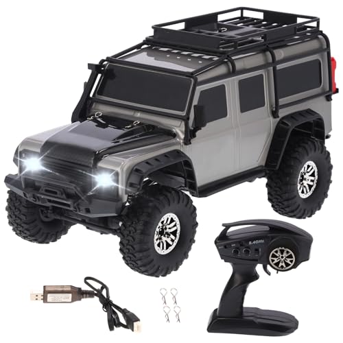 VGEBY 1/10 RC 4WD Crawler, 2.4GHZ Brushed Remote Control Off Road Vehicle Sensitive Control RC Car for 14 Years Old Kids(Grey)