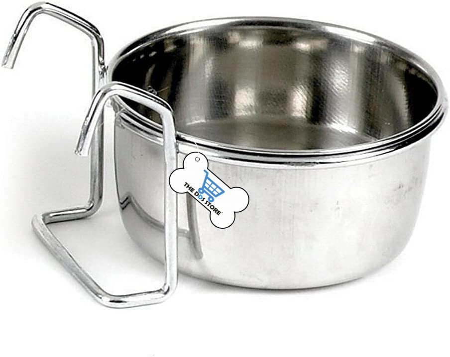 Image of Bird Feeding Dish Cups, Parrot Food Bowl Clamp & Hook Holder Stainless Steel Coop Cup Bird Cage Water Bowl Small Animals,Birds,Parrots, Pigeons, Hamsters,Guinea Pig (Pack of 2)