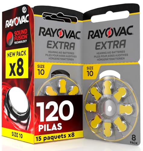 120 Pila para Audífonos Rayovac Extra 10. 15 Pack de 8 Unidades Baterías de Audífono