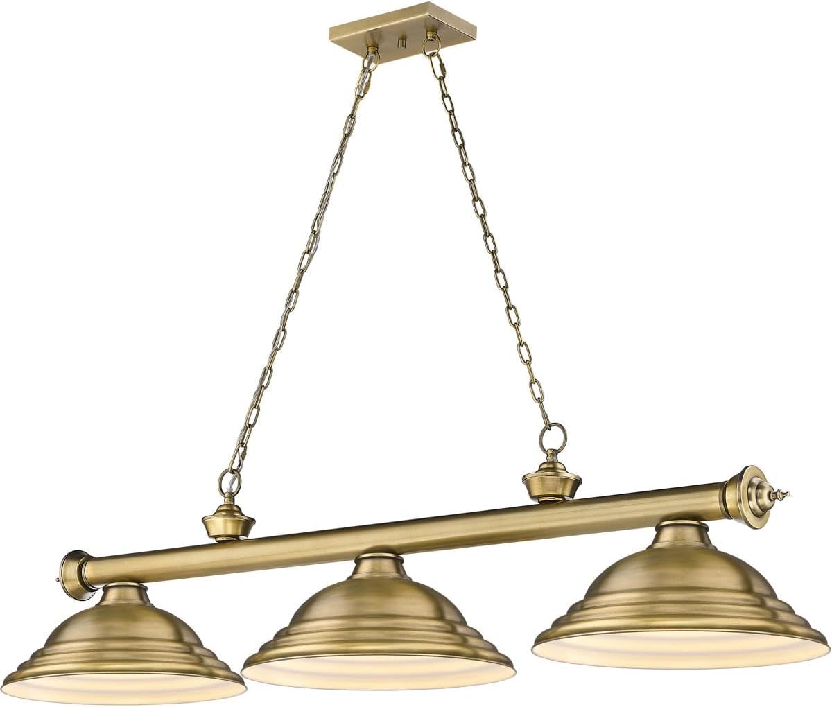 Z-Lite 2306-3RB-SRB Cordon Billiard Pendant, 3-Light 180 Total Watts, Rubbed Brass