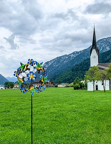 Senflame 38\" Double Hummingbird Wind Spinners Outdoor, Metal Pin Wheels Wheels for Garden, Home Gifts Sculptures & Statues, for Yard Art and Repel Birds - Thumbnail 7