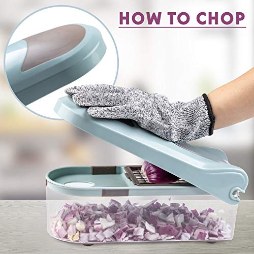 Multiple Vegetable Onion Chopper Mandoline Slicer - Food Cutter, Dicer, Grater, Shredder - No BPA Kitchen Gadgets, Tools and Accessories - Durable Stainless Steel Blades - Non-Slide Rubber Lid - Thumbnail 5