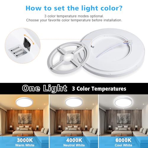 Smanu LED Ceiling Light,18W 1800LM,3 Color Temperatures in One 3000K/4000K/6000K,Waterproof Flush Mount Ceiling LED for Bathroom,Living Room,Dining Room,Kitchen,Office,Ø23CM - Cosy Home Interiors Smanu LED Ceiling Light,18W 1800LM,3 Color Temperatures in One 3000K/4000K/6000K,Waterproof Flush Mount Ceiling LED for Bathroom,Living Room,Dining Room,Kitchen,Office,Ø23CM - Image 4