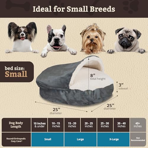 Image of Snoozer Cozy Cave Dog Bed, Round Covered Dog Bed, Anthracite (S)