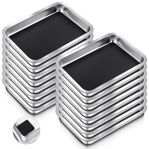 Image of Conelist 16 Set 12.2 x 8.27 Inch Stainless Steel Dissection Pan with Wax and Rubber Nonslip Mat, Reusable Classroom Dissecting Pan, Laboratory Tray for Biology Lab, Science Education Supplies (Black)