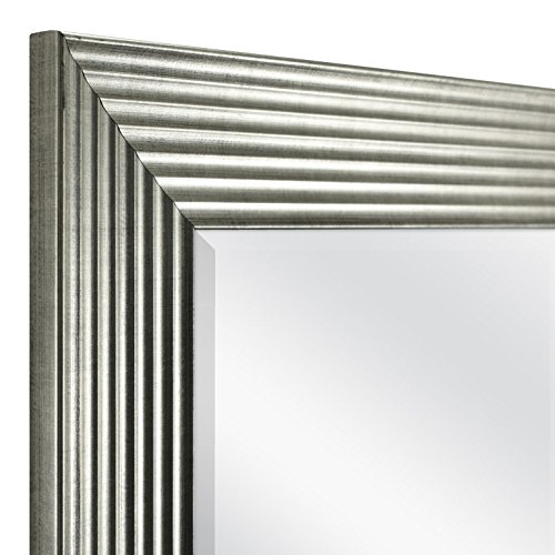 Image of MCS Summit Large Wall Mirror, Modern Rectangle Mirror Home Decor for Living Room, Bedroom, or Bathroom, 21.5 by 25.5 Inch, Silver
