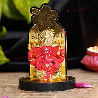 TIED RIBBONS Ganesh Statue Hindu Elephant God Gold Plated Ganpati Idol Figurine for Car Dashboard Pooja Mandir Temple Gift Deepavali Indian Decorative Items - Lord Ganesha Idol for Home Decor