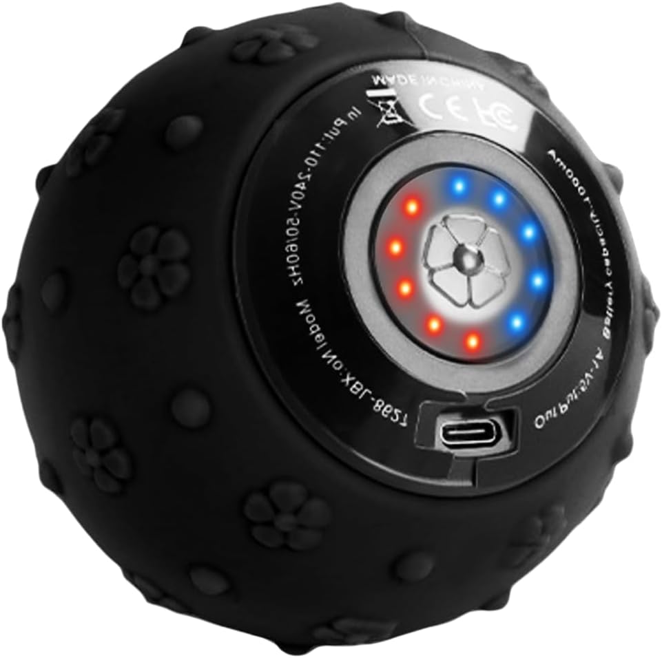 5-Speed Vibrating Massage Ball with 3D Textured Surface, Rechargeable Electric Foot & Back Massage Ball for Deep Tissue Relief, Portable Muscle Recovery Tool for Gym, Yoga & Home Use