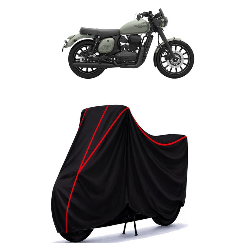 Image of Jawa 42 Water Resistant Bike Cover for All Motorcycles & Scooters | Heavy Duty Premium Taffeta Fabric | UV Protection, Dustproof, Scratchproof | All Weather Two Wheeler Body Cover with Elastic Bottom