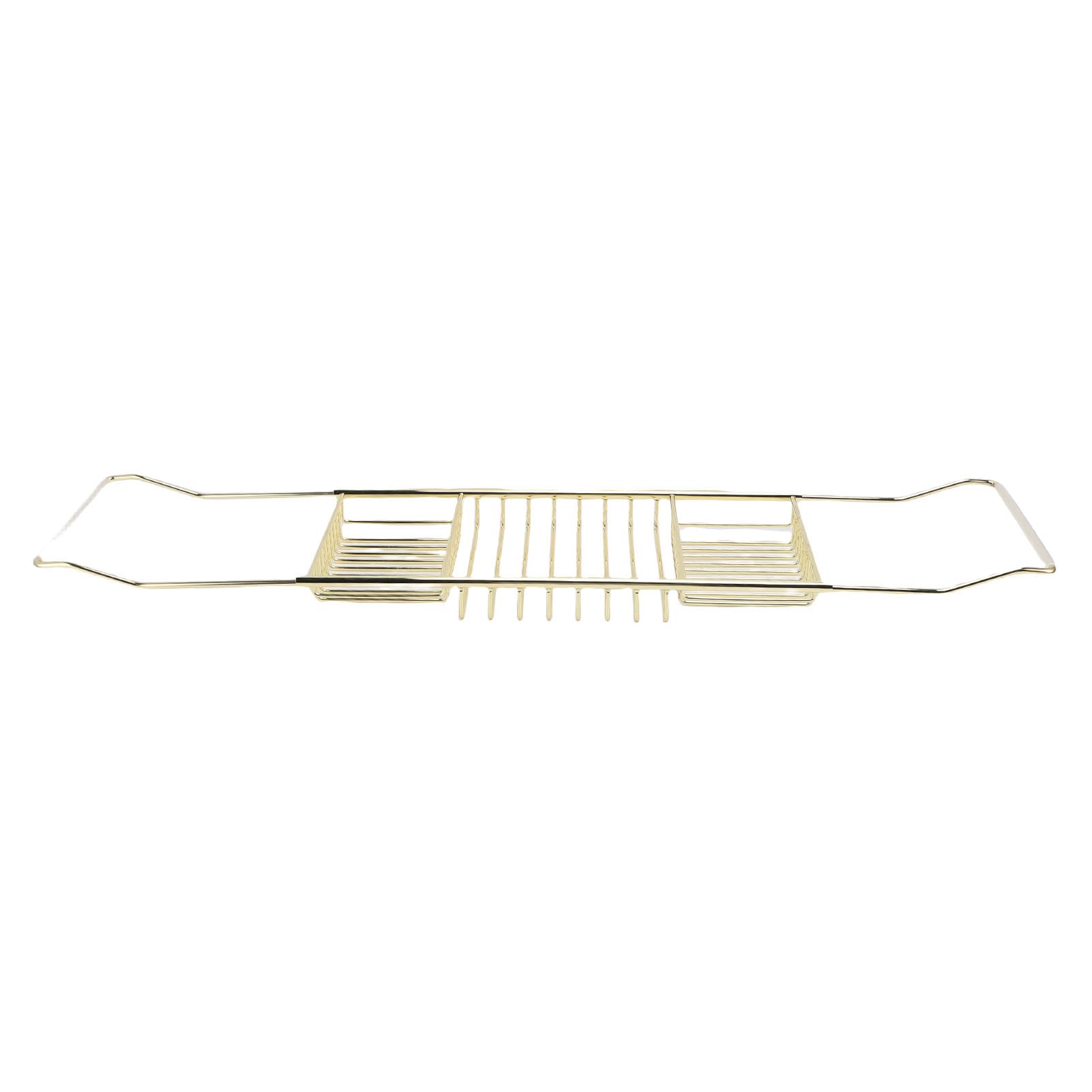 LiebeWH Bandeja para Bañera Bandeja para Bañera Expandible de Acero Inoxidable de 63,5 a 97,5 Cm Estante Ajustable para Champú Bolas de Baño Organizador de Baño Moderno para Adultos (Gold)