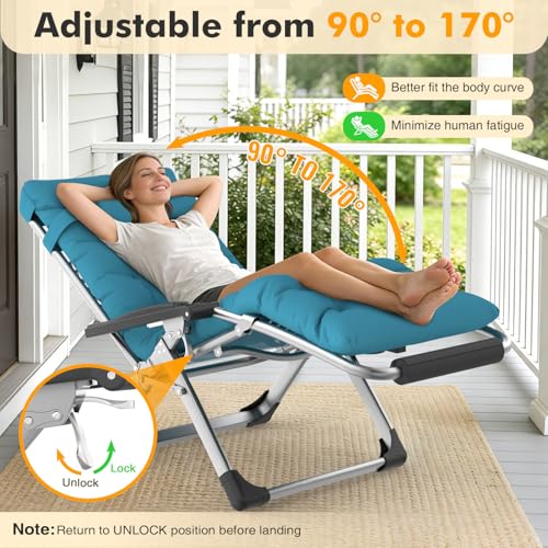 Image of Slendor Oversized Zero Gravity Chairs XL, 29in Recliner Chair, Light Blue