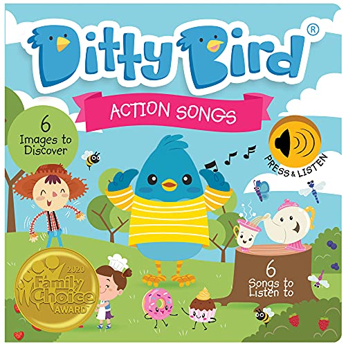 DITTY BIRD Action Songs: Mi Primer Libro de Sonido Interactivo con 6 Canciones para Aprender inglés Mientras te diviertes. Juguete Educativo bebés y niños a Partir de 1 año.