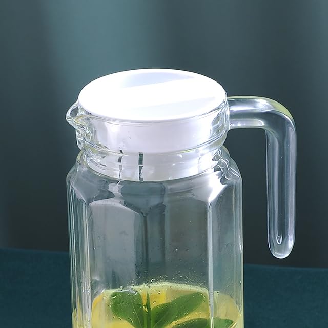 Avastro 1 Liter Hexagon Classic Glass Tableware Drinkwater Jugs Juice Beer Beverage Liquid Storage Heat Resistant Pitcher 1000ml Pack of 1 1