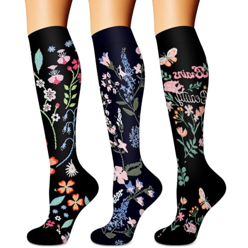 Compression Socks for Women & Men (3 pairs) - Best Support for Nurses, Running, Hiking, Recovery & Flight Socks
