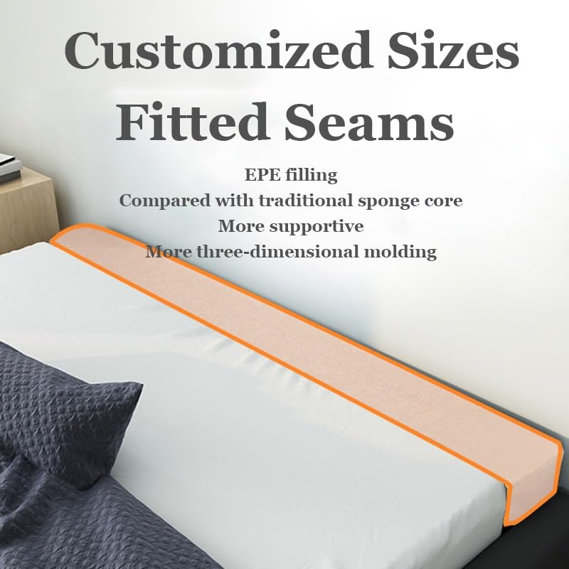 Custom Bed Gap Filler, Mattress Extender for Full/Twin/Queen/Cal King/King Bed, Thick Headboard Gap Filler, High-Density 45D Sponge, Removable and Washable Cover