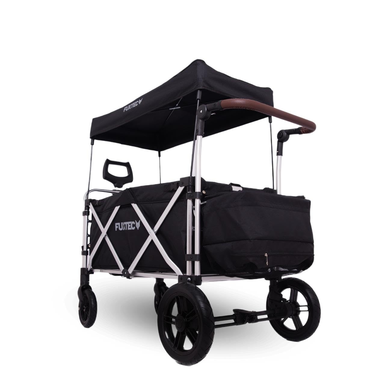 FUXTEC Carro Plegable FX-CTL900 Premium Negro, el Original, Fux Family Collection, Carro de jardín para el Transporte de niños, Playa, Ciudad, Bosque, Tirar o Empujar - Capacidad de Carga 75 kg