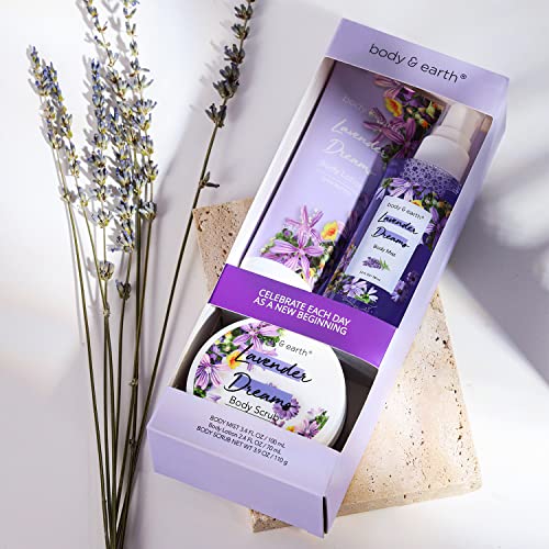 Gifts for Women Body & Earth Perfume for Women, Gifts Set 3CPS Fragrance Skin Care Gifts Lavender Perfumed Gift Set, Perfume Set Include Body Mist for Women Christmas, Mother's Day, Valentine's Day