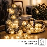hellum Łańcuch świetlny LED, 20 diod LED, białe, metalowe kule, złoty