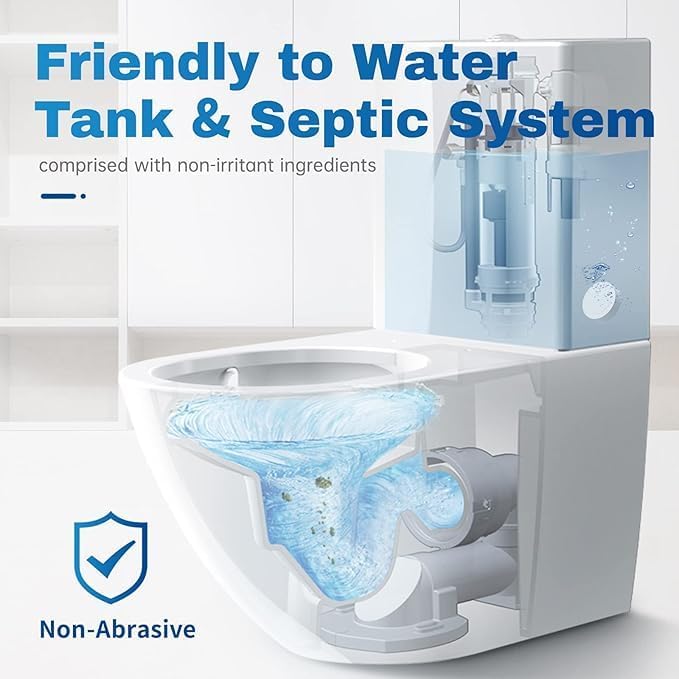 Miniatura 6 de Paquete de 12 pastillas limpiadoras de inodoro, limpiadores automáticos con blanqueador para desodorizar y descalcificar, eficaz contra manchas