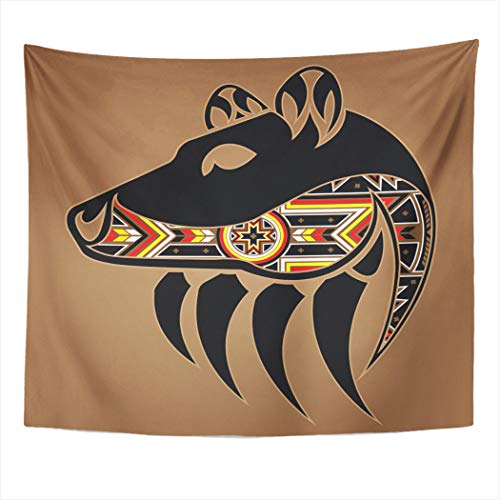 Suklly Tapestry Wall Hanging Abstract Bear Head And Claw Native American Animal Black Home Decor Polyester Living Bedroom Dorm 60 X 80 Inches Picnic Mat Beach Towel Bed Cover #TOP2